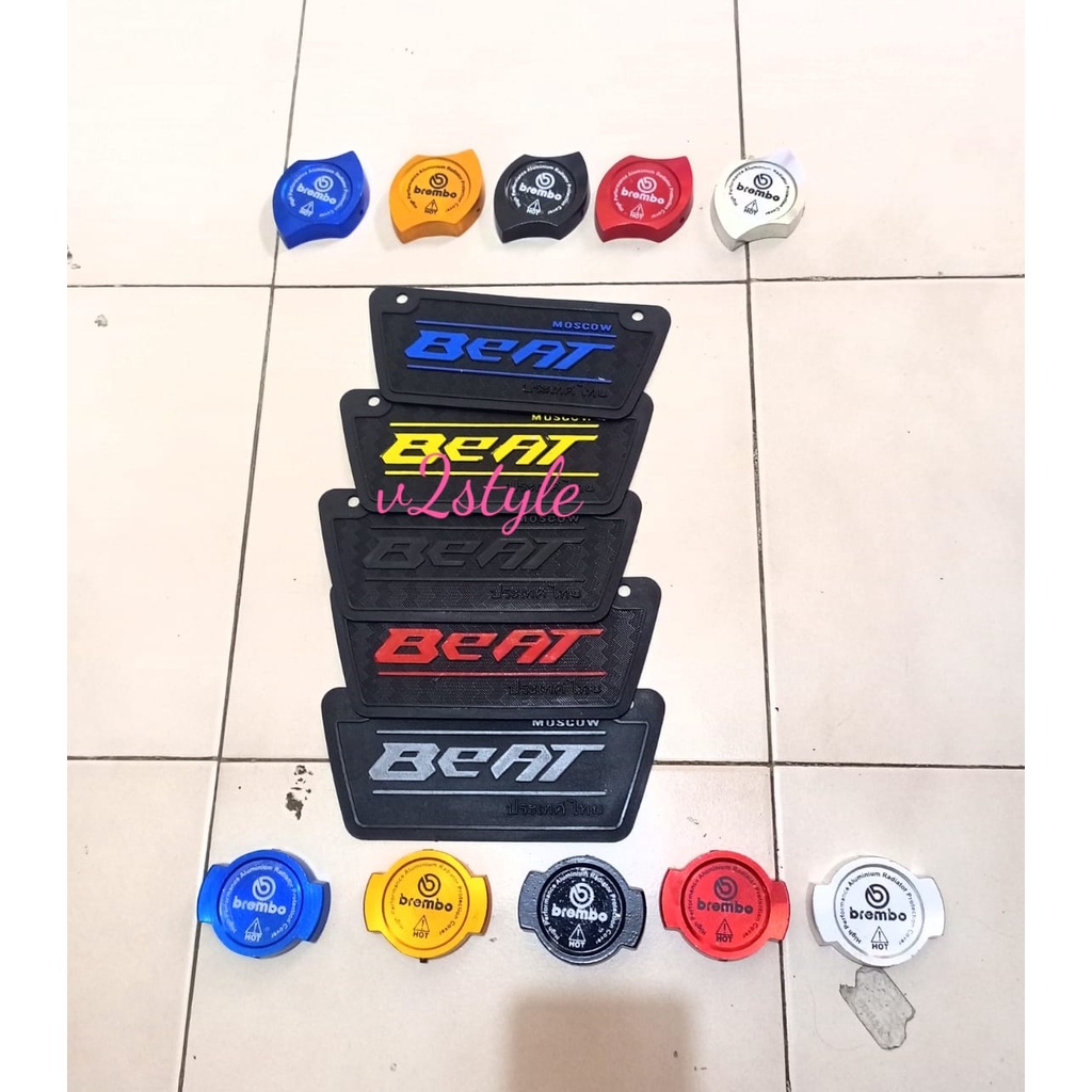 PAKET 2 IN1 MUDFLAP BEAT KARBU KARBON+TUTUP CAP M1 M2 VARIASI HONDA WARNA MUDFLAP KOLONG SPAKBOR PENAHAN LUMPUR VARIASI WARNA MERAH BIRU GOLD SILVER HITAM