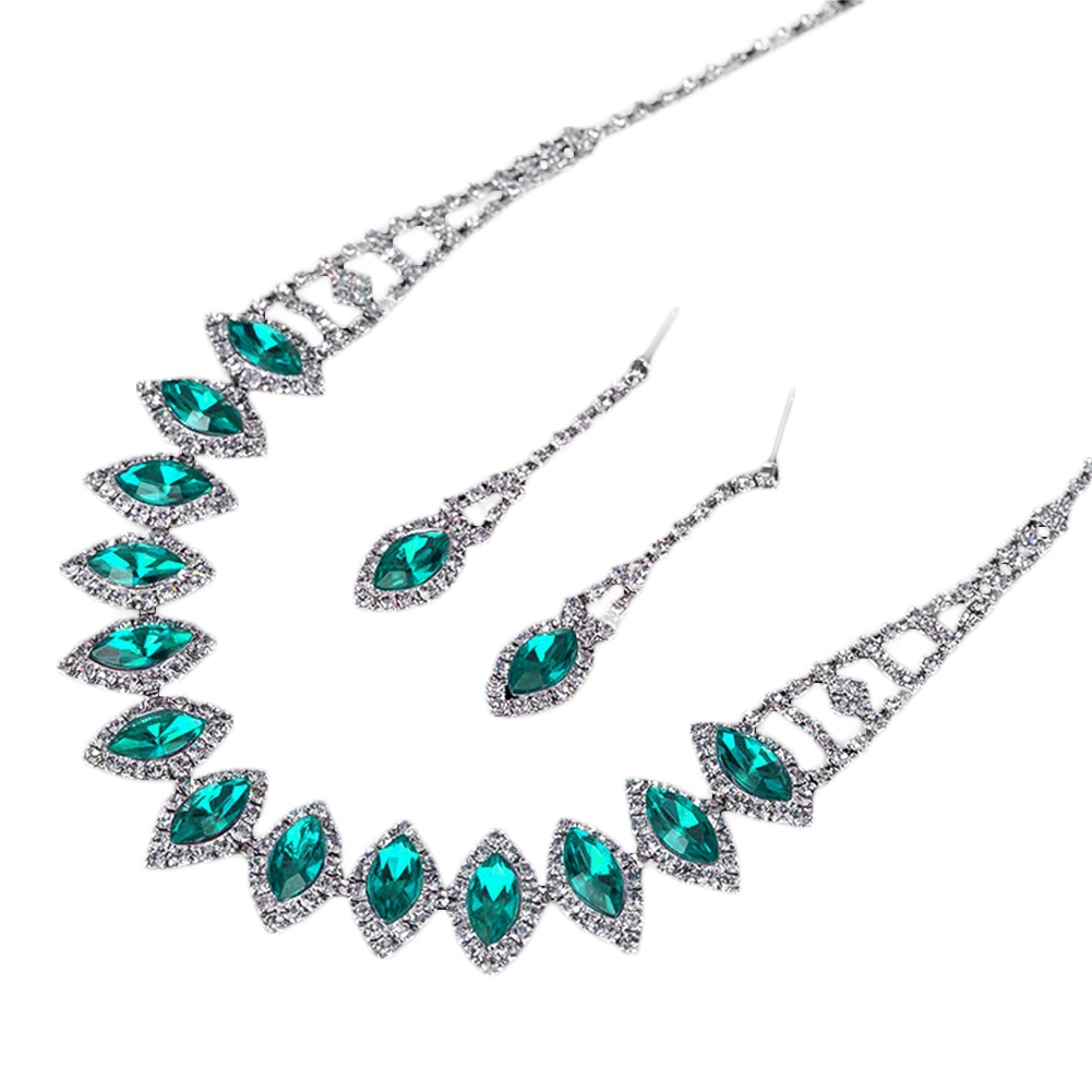 Hu Hu Hu Hu Hu Alat Bantu Pasang Kacamata♡ Set Anting Tusukkalung Liontin Bentuk Tetesan Air Hias Berlian Imitasi Untuk Wanitapengantin