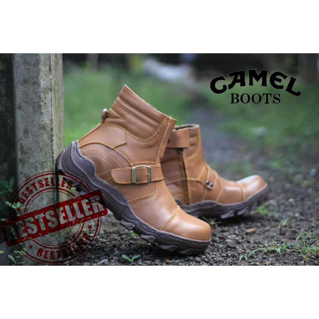 Sepatu Kerja Safety Sedang - Sepatu Safety Boots Camel - Sepatu Kerja Safety Kulit asli
