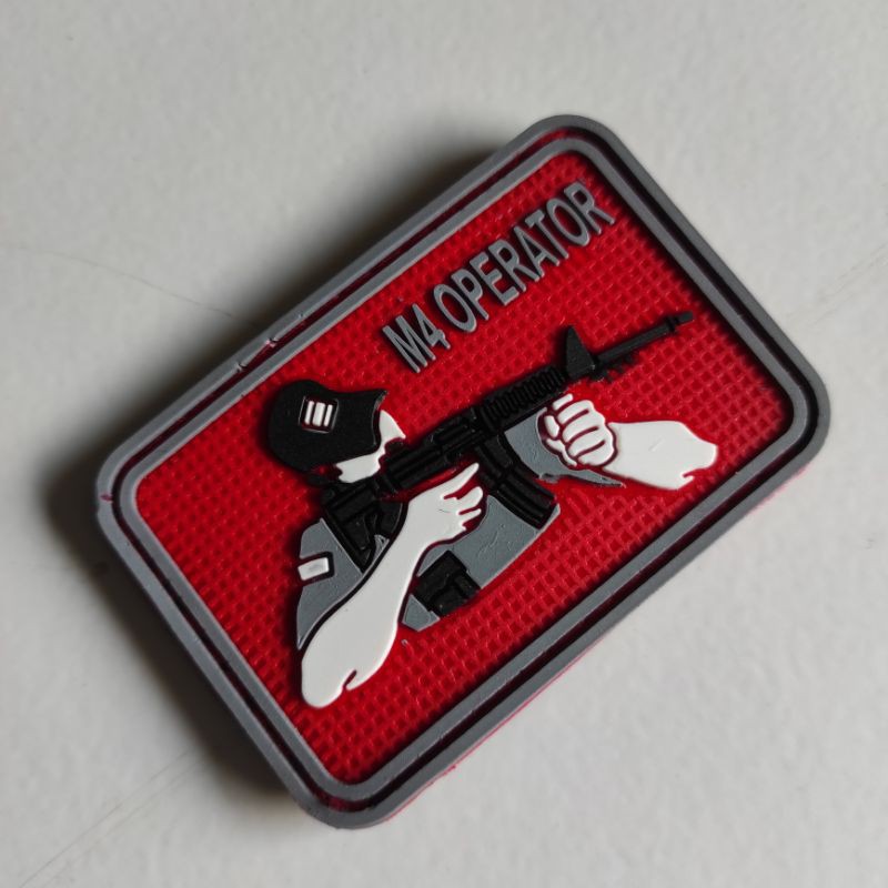 PATCH RUBBER LOGO SNIPER SENJATA M4 OPERATOR DASAR MERAH/TEMPELAN EMBLEM KARET VELCRO