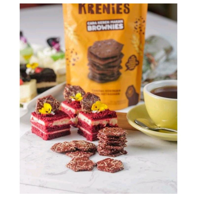 

brownis kering krekers brownies (krenies) varian rasa red Velvet berat 60gr