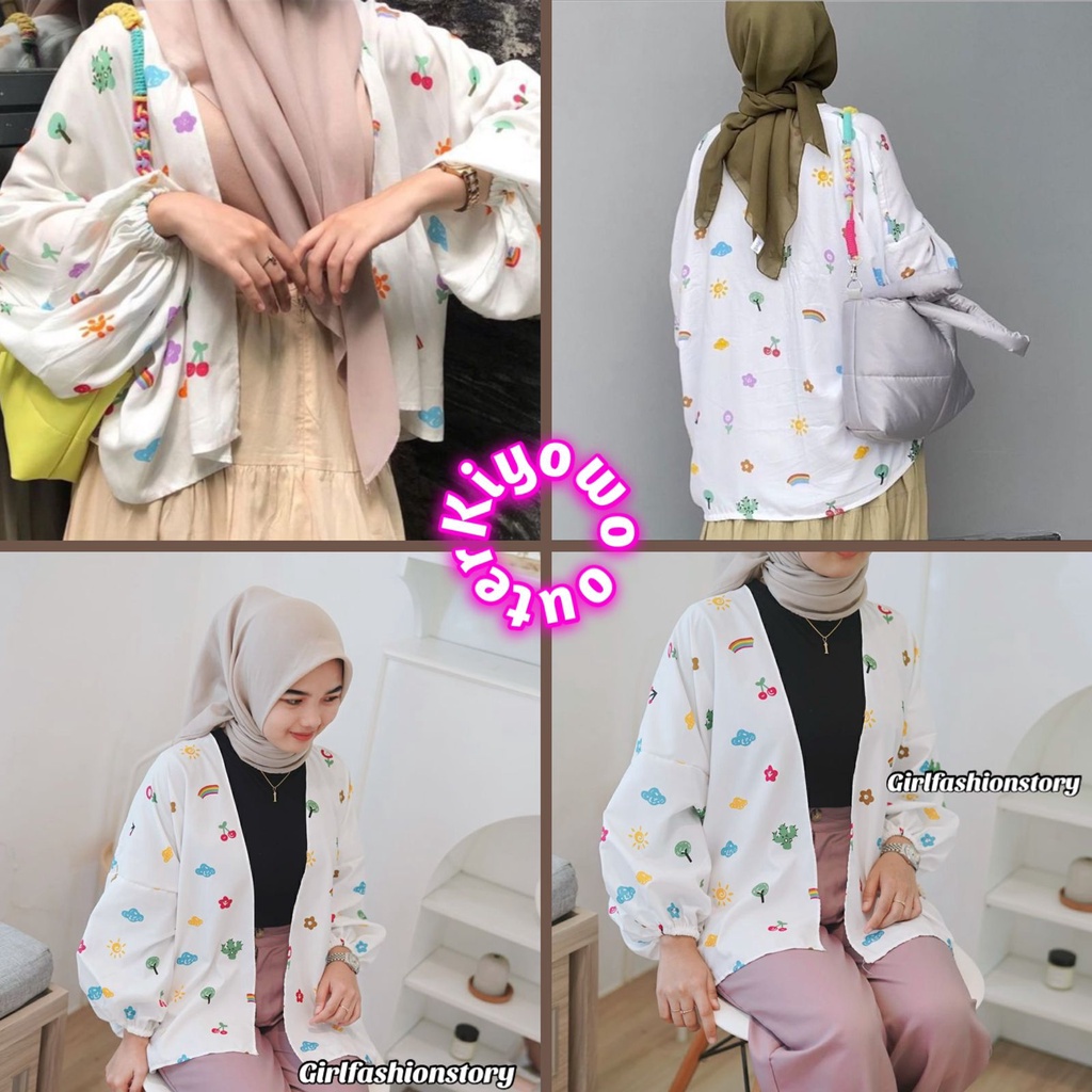 Tq88indonesia Fashion Baju Cardigan Wanita Terbaru / KIYOWO OUTER / Cardi Cewek Motif Bunga / Ootd / Outfit Kasual