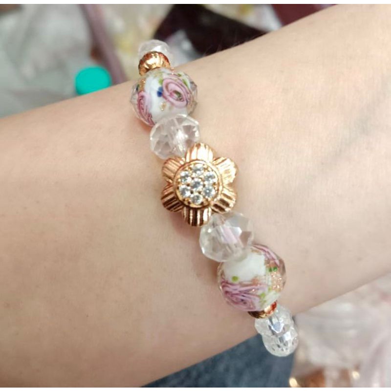 gelang tangan wanita//gelang kristal//perhiasan lapis emas