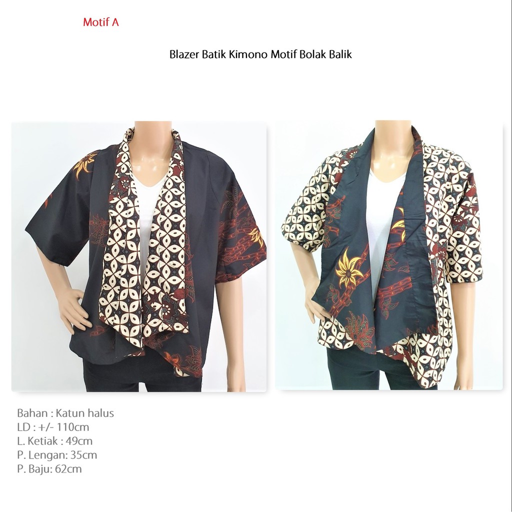 Outwear Batik  Blazer  Batik  Kimono Motif Bolak Balik 