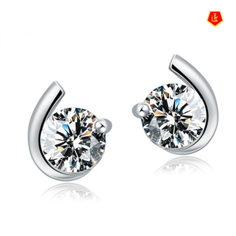 [Ready Stock]Fashion Silver Moissanite Stud Earrings