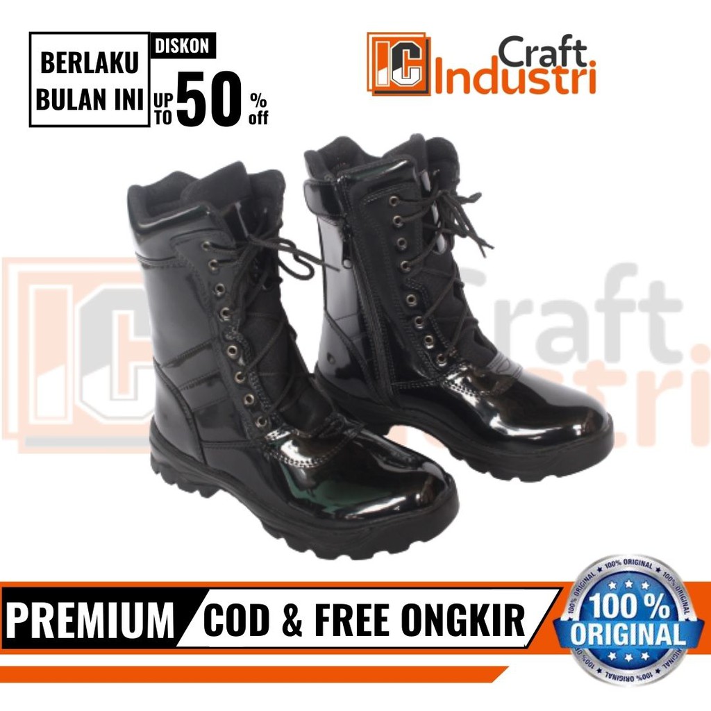 Sepatu PDL Moxxer TNI Security Satpam Polri Hitam Glossy Tali Resliting Sepatu Dinas PDL Lapangan Pria