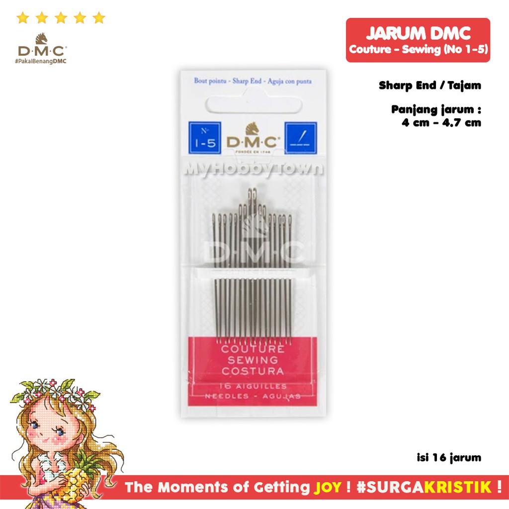 Jarum Jahit Sewing Couture DMC No. 1-5 Sharp End Ujung Tajam