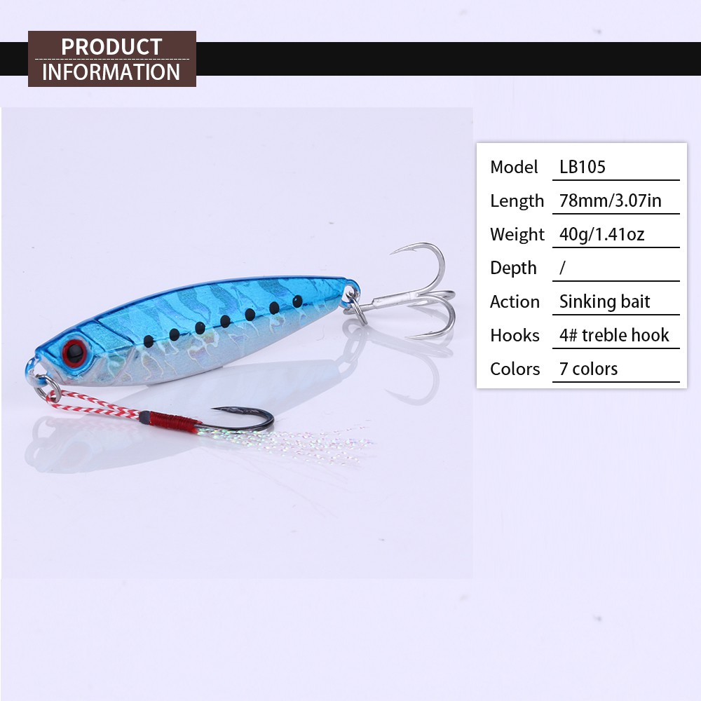 HENGJIA New 7Pcs Luminous Metal Jigs Umpan Pancing 30G/40G Fishing Lure Ikan Swimbait Bass Bait Kail