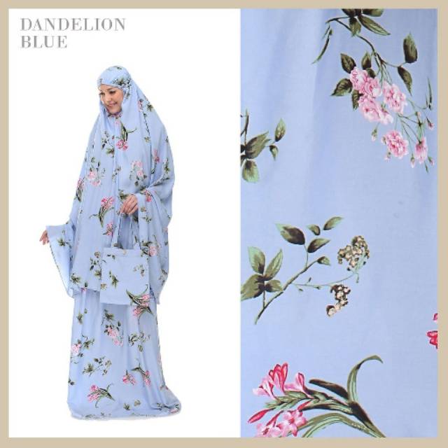 Mukenah dandelion blue ori by Tazkia