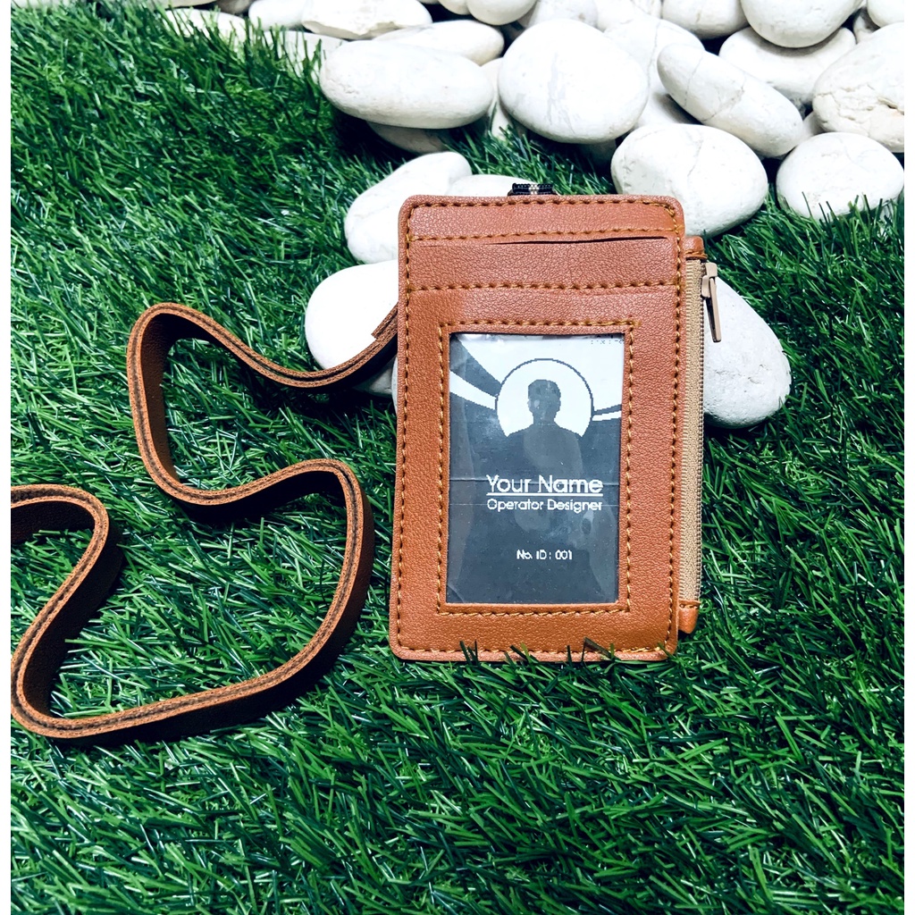 

Name Tag Kulit FRONT HITAM Lanyard Magnet Id Card Holder Koper Pegawai Tipe D