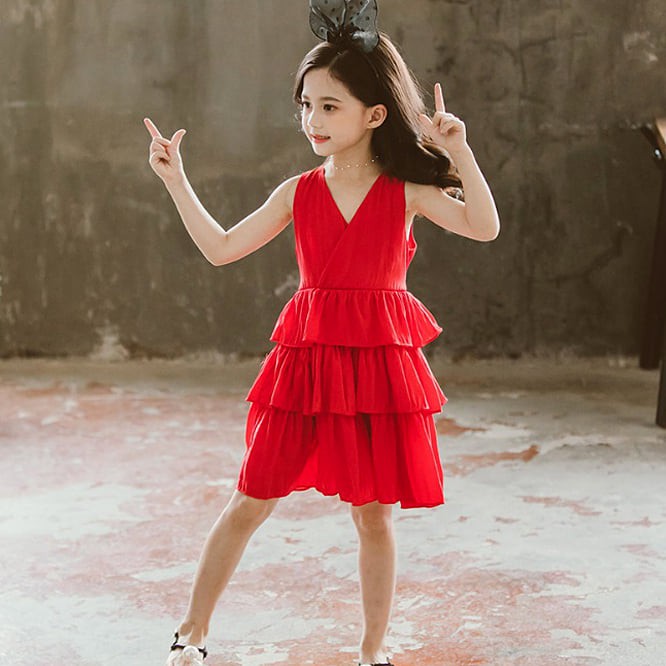 Dress Merah Anak Perempuan Callysta Rample