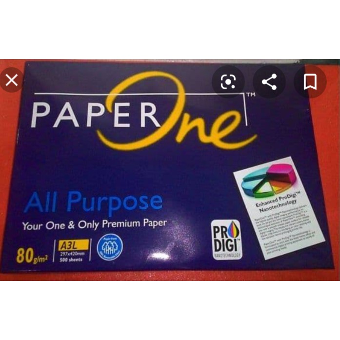 

Kertas Foto Copy A3 80gr Paper One ( 1 Rim 500lbr )