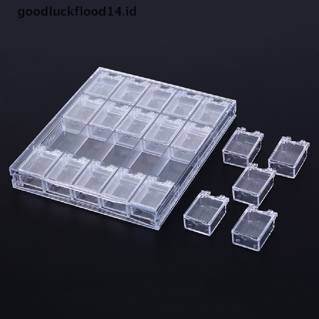 [OOID] 20 Grids Clear Nail Art Display Tray Glitter Rhinestone Decor Storage Box Case ID