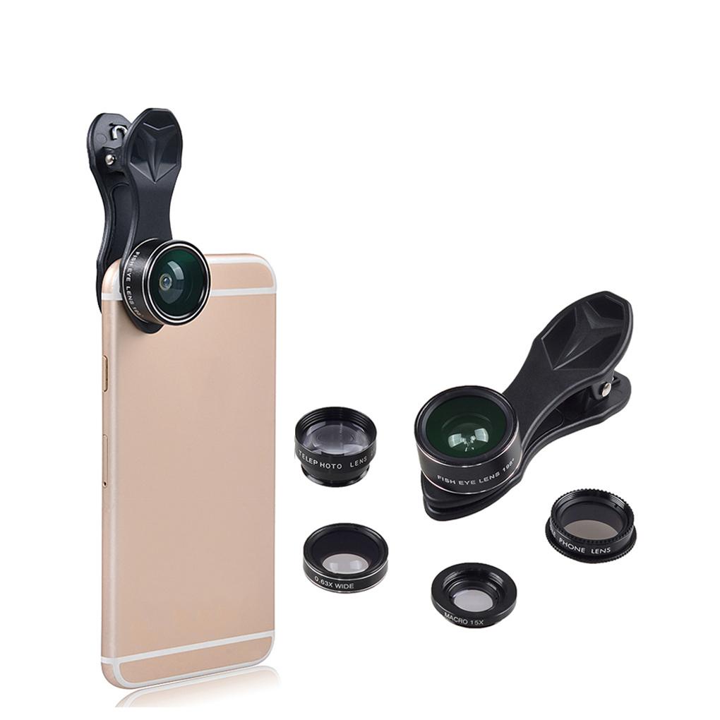 5 in 1 Lensa Telephoto CPL Wide Angle Universal Model Clip-On Untuk Handphone (house2020)