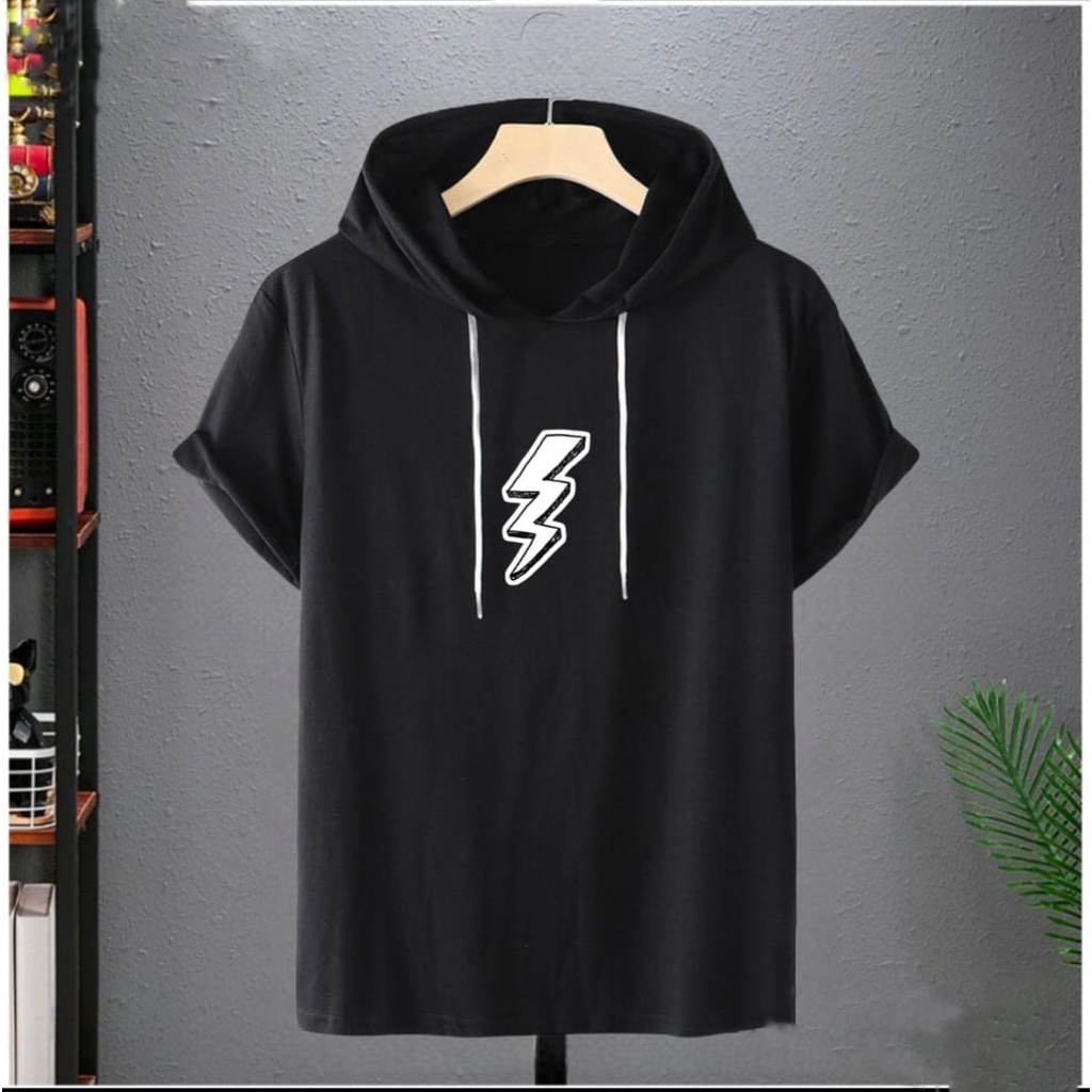 kaos kuplok lengan pendek murah/kaos hoodie pria pendek/kaos bertopi