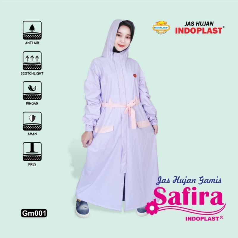 Jas Hujan Gamis Safira Indoplast - Mantel Mantel Hujan Gamis Wanita