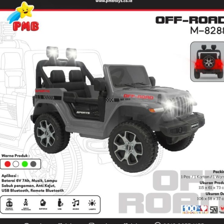 Mobil Aki Anak Jeepp Off road PMB M8288 -  Model Jeep With Remote control MURAHq-5