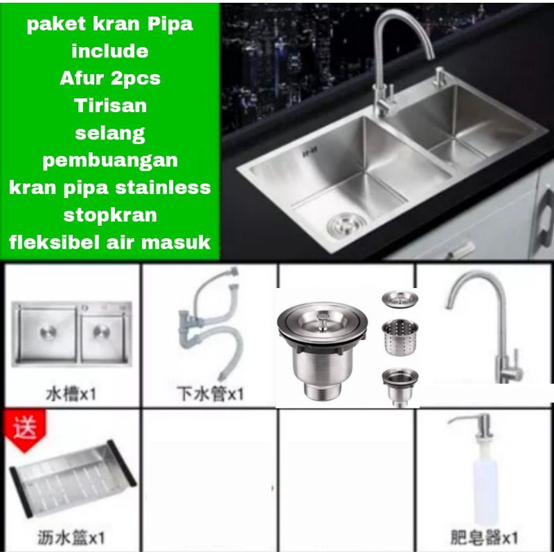 Paket Kitchen sink 8245 by Bolzano Bak cuci piring stainless sus 304