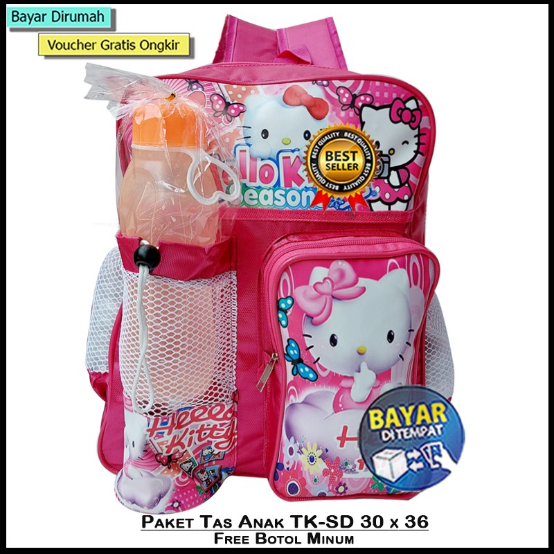 [Paket] Tas Sekolah Anak TK-SD Tas Sekolah Anak Perempuan Tas Free Botol &amp; Pouch