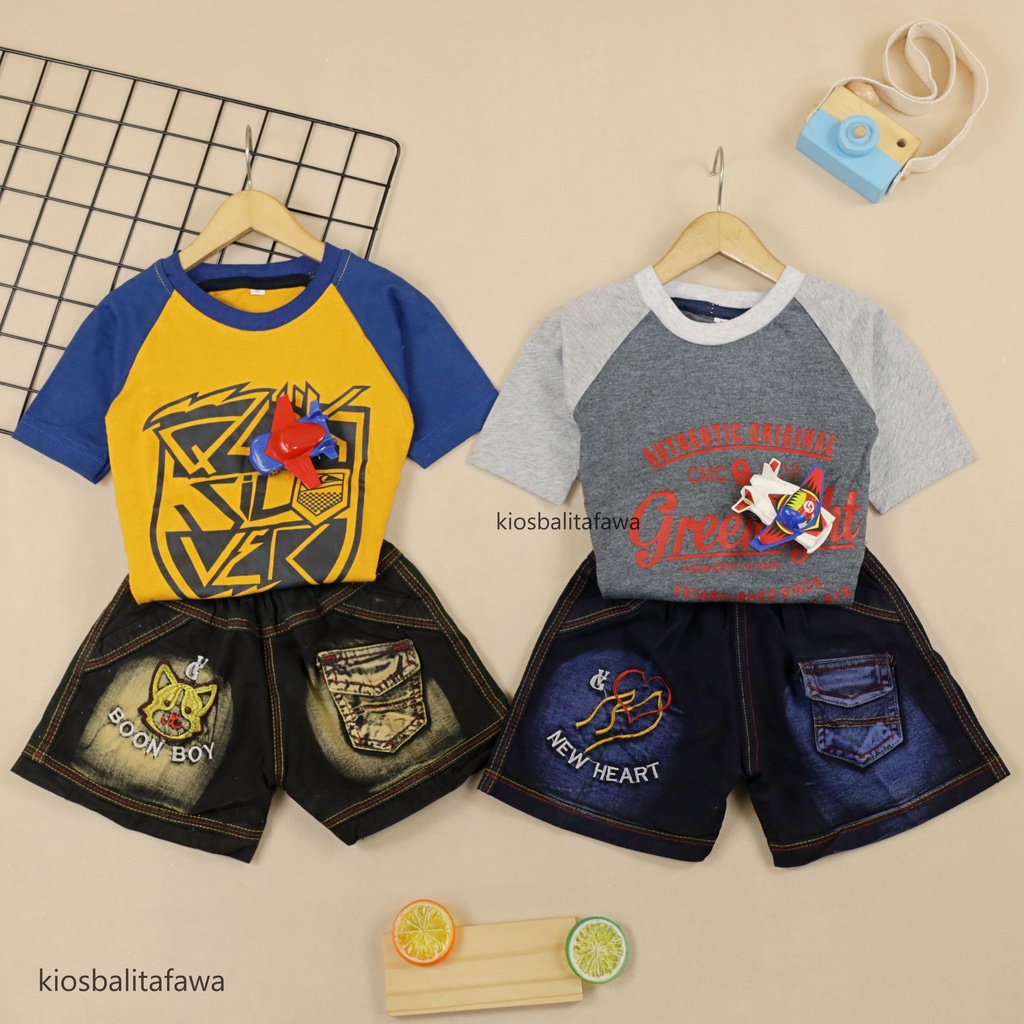 Set Zakki Anak Laki-Laki uk 1-6 Tahun / Set Branded Distro Baju Anak Laki-Laki Lengan Pendek Celana Jeans Set Laki Cowo Babycinnamon