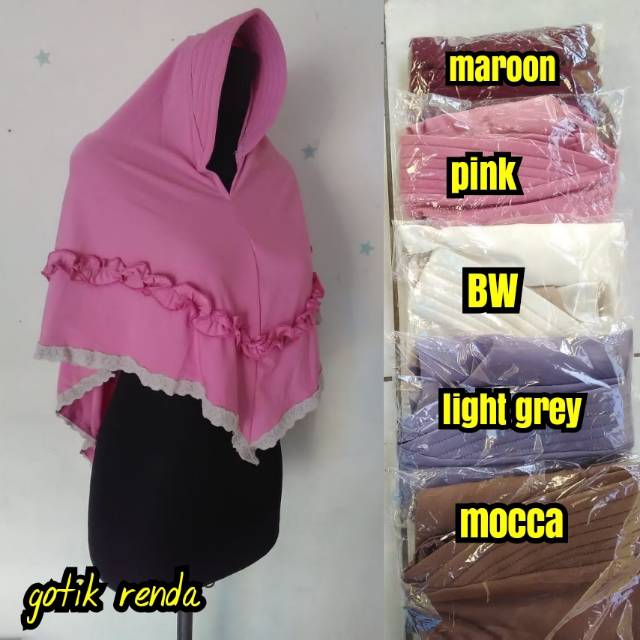 Khimar syakira gotik jilbab instan rempel hijab renda murah syari pad
