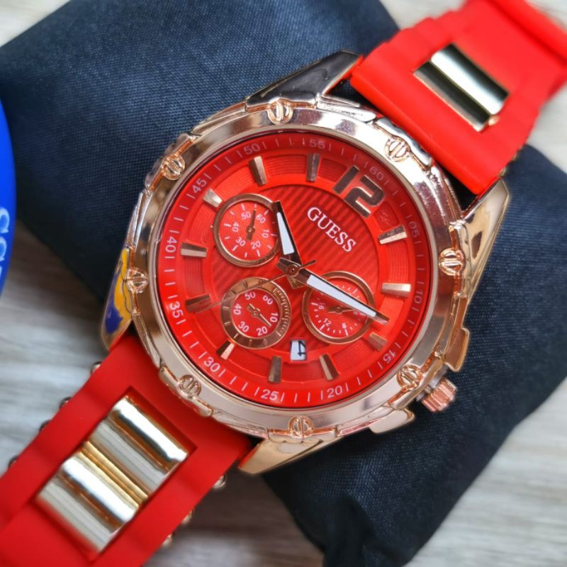 JAM TANGAN PRIA WANITA Gues5 38mm Free gelang satu warna bebas Crono variasi Tanggal aktif