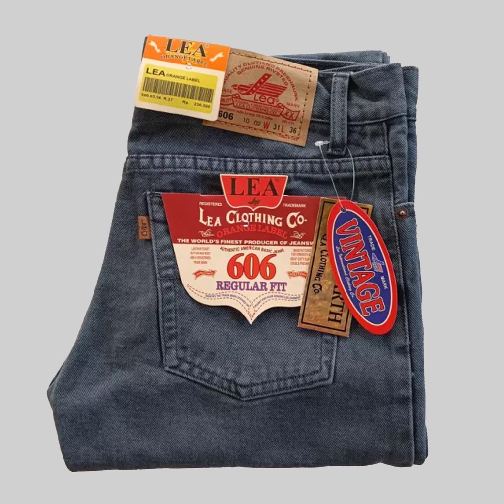 Jeans lea Pria Terbaru Lea 606 Berkualitas Model standart basic jins - Abu