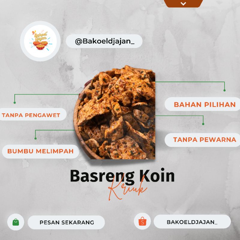 

(100 GR) BASRENG KOIN VIRAL PEDAS DAUN JERUK BY BAKOEL DJAJAN