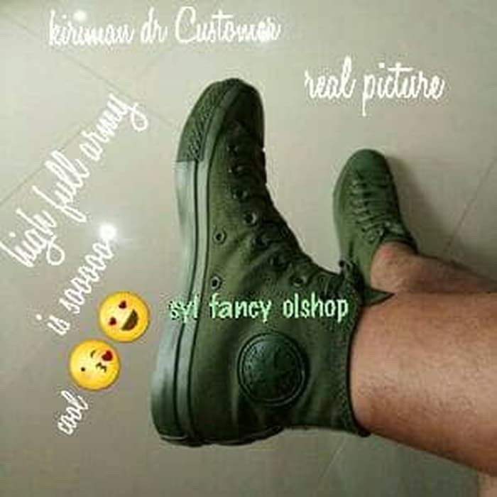 sepatu converse one/ all star hi chuck taylor full army 100% original