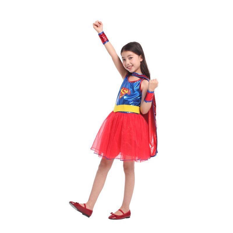 Kostum cosplay supergirl super girl anak