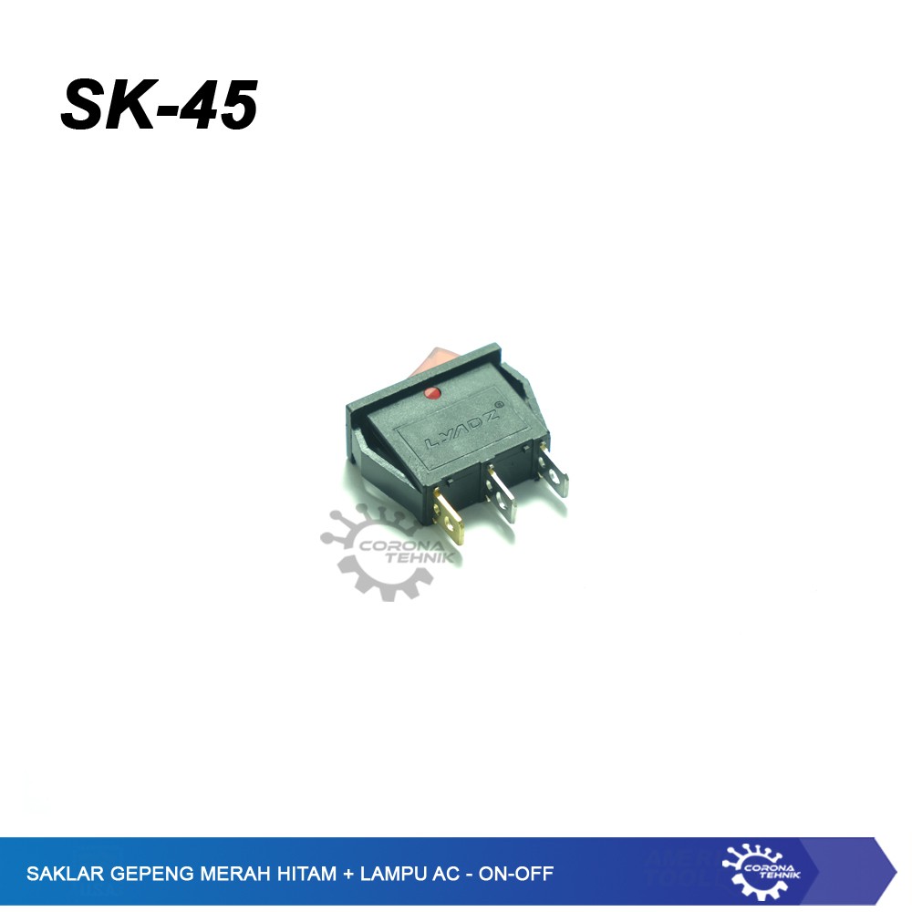 Saklar Gepeng Merah Hitam + Lampu AC - ON-OFF