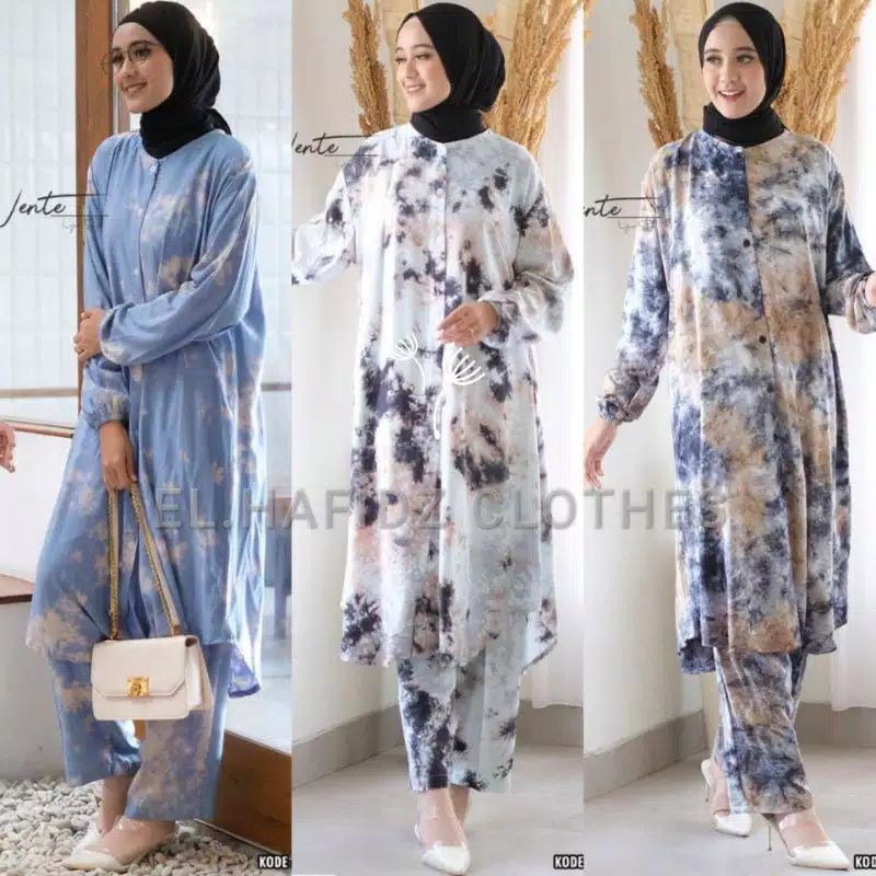 Restock Viola One Set Jumbo Motif Tiedye | Setelan Wanita Jumbo Ld 120 | Long Tunik Set
