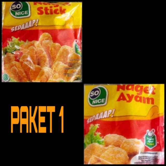 

Paket Nugget sonice. Dua variant nugget stik dan nugget ayam