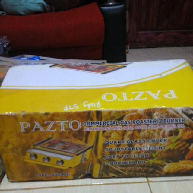 (cod) Alat Panggang Gas 3 Tungku Tampa Asap Kualitas Terjamin Pazto Ros-k03