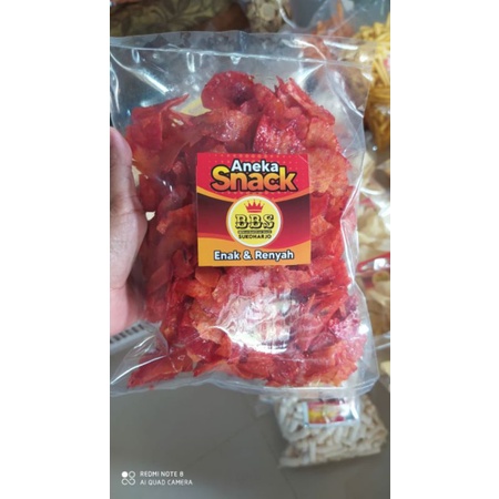 

keripik singkong sambal merah / keripik singkong pedas / camilan / Keripik