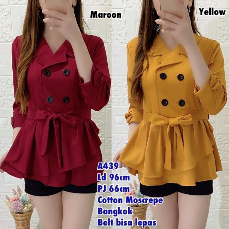 BLOUSE ASTRI / ATASAN WANITA / Blus lengan panjang dengan hiasan kancing