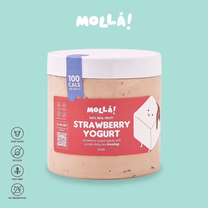 

Strawberry Yogurt Low Calorie Gelato Pint - Molla Creamery - 200 ml