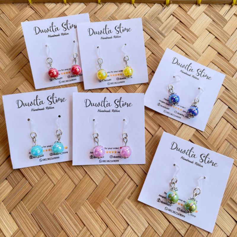 HANDMADE ANTING ANAK/DEWASA KAITAN PLASTIK MOTIF MUTIARA MINI