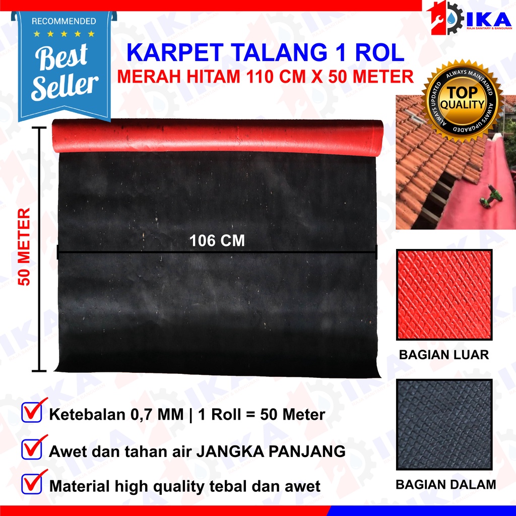 Karpet Talang Air 1 Roll 110 (Bersih 106cm) Merah Hitam Pabrikan READY 1 Roll = 50 meter !!