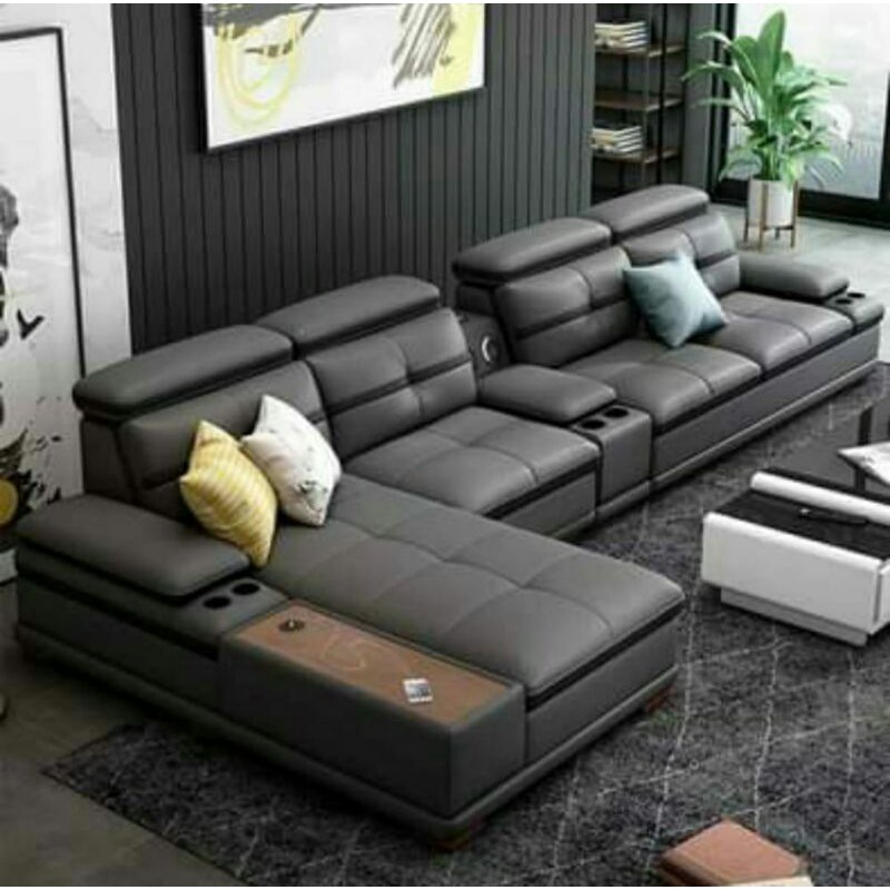 Sofa Kulit Premium Letter L Sofa Sudut Keluarga