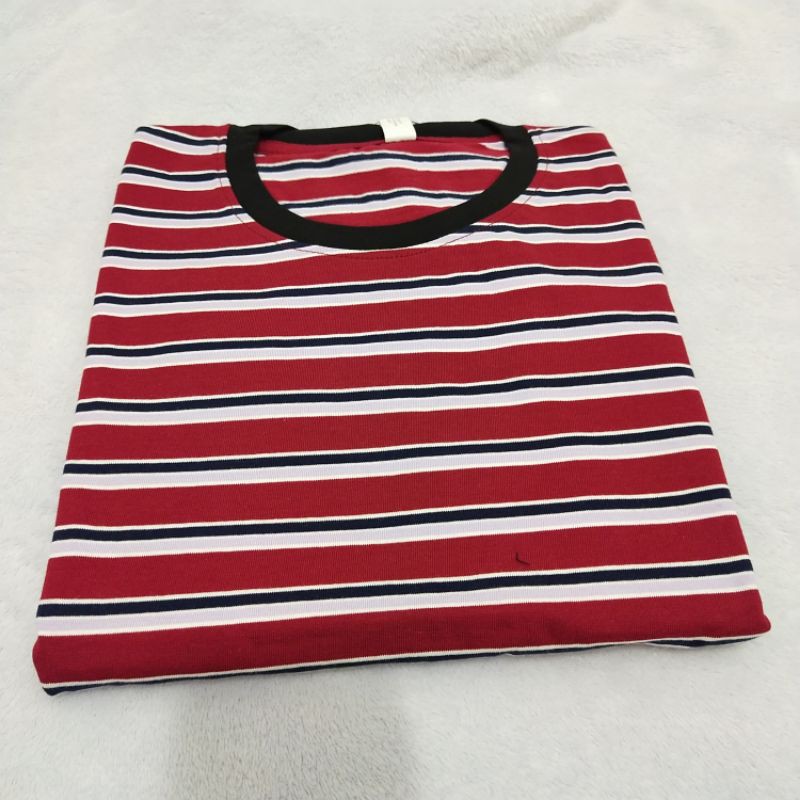 Kaos stripe salur tangan pendek cowok dan cewek