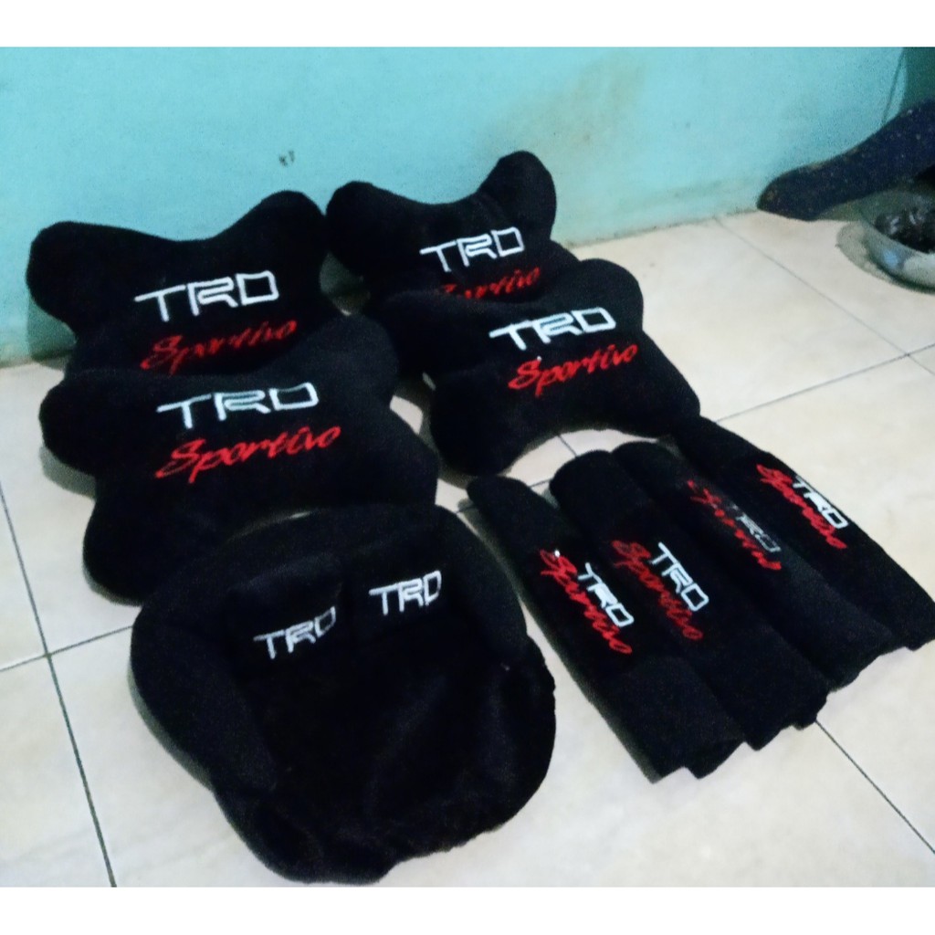 Bantal Mobil TRD SPORTIVO Hitam Bantal Isi 4 Sandaran Leher Kepala Trd Sportivo Black
