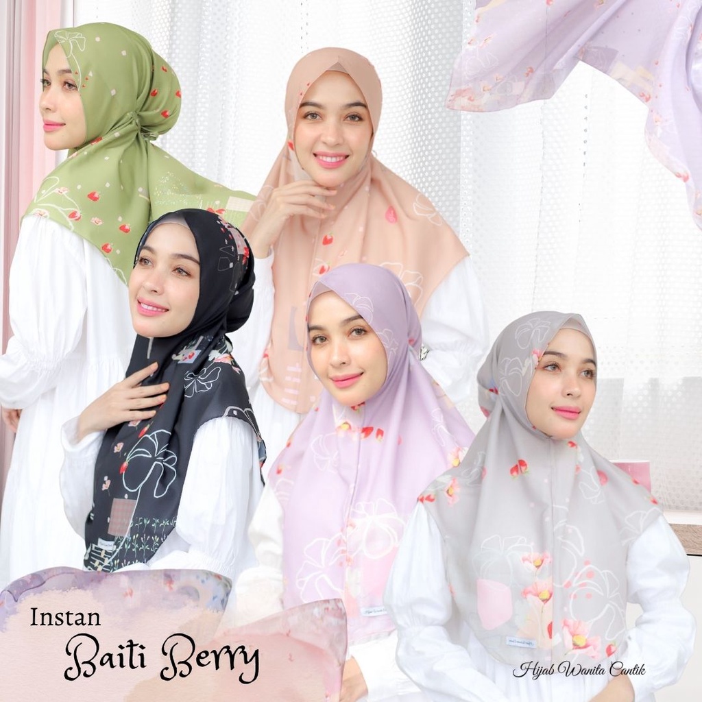 Hijabwanitacantik - Instan Baiti Berry | Hijab Instan Bergo | Jilbab Instan Motif Printing Premium