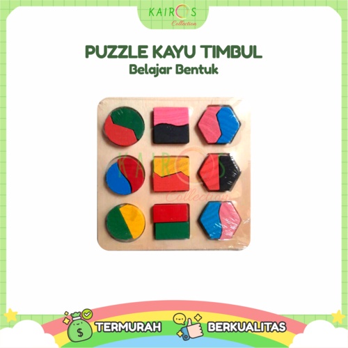 Puzzle Anak Timbul Kayu Belajar Shape (Bentuk)