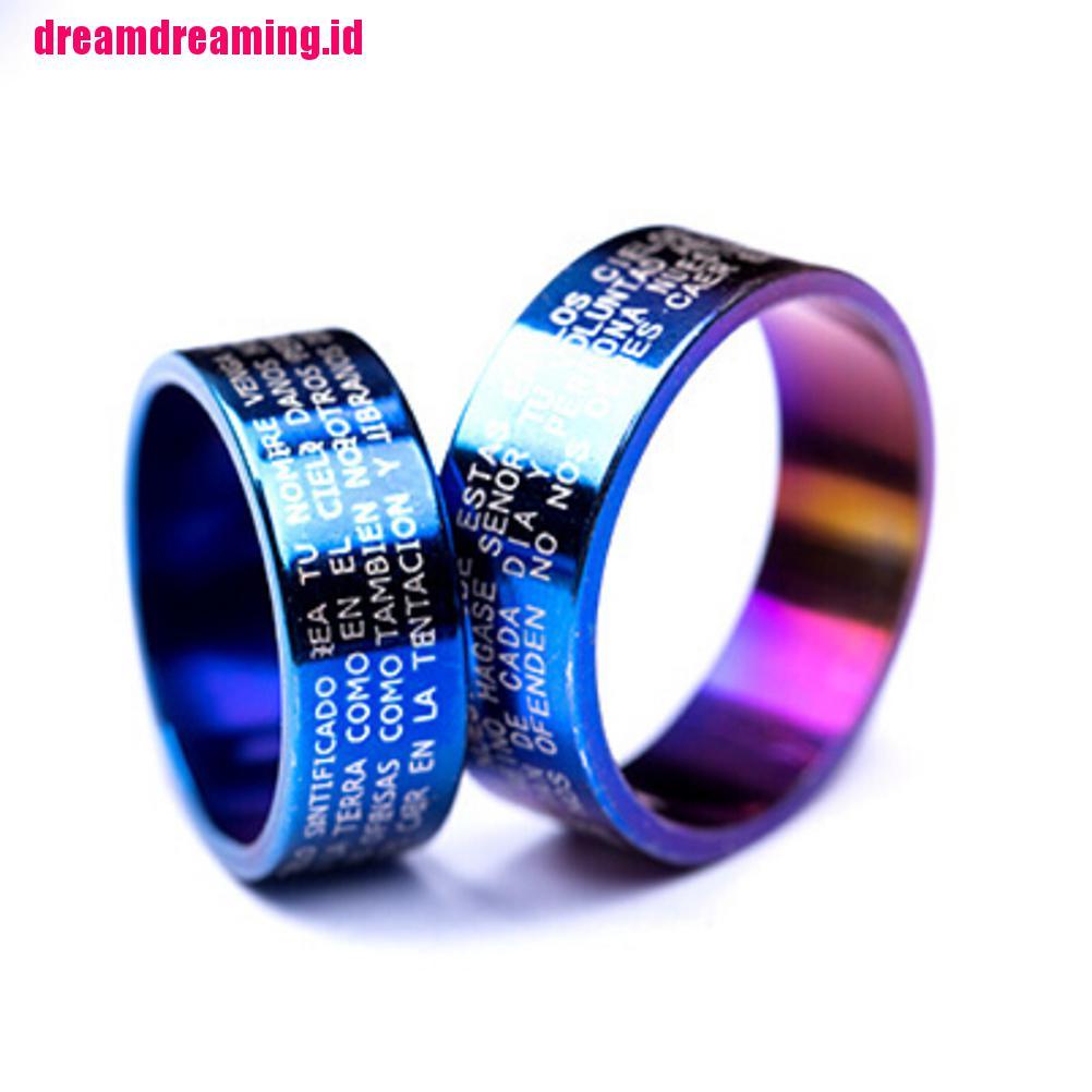 1pc Cincin Bahan Titanium steel Desain Alkitab Untuk Pria / Wanita