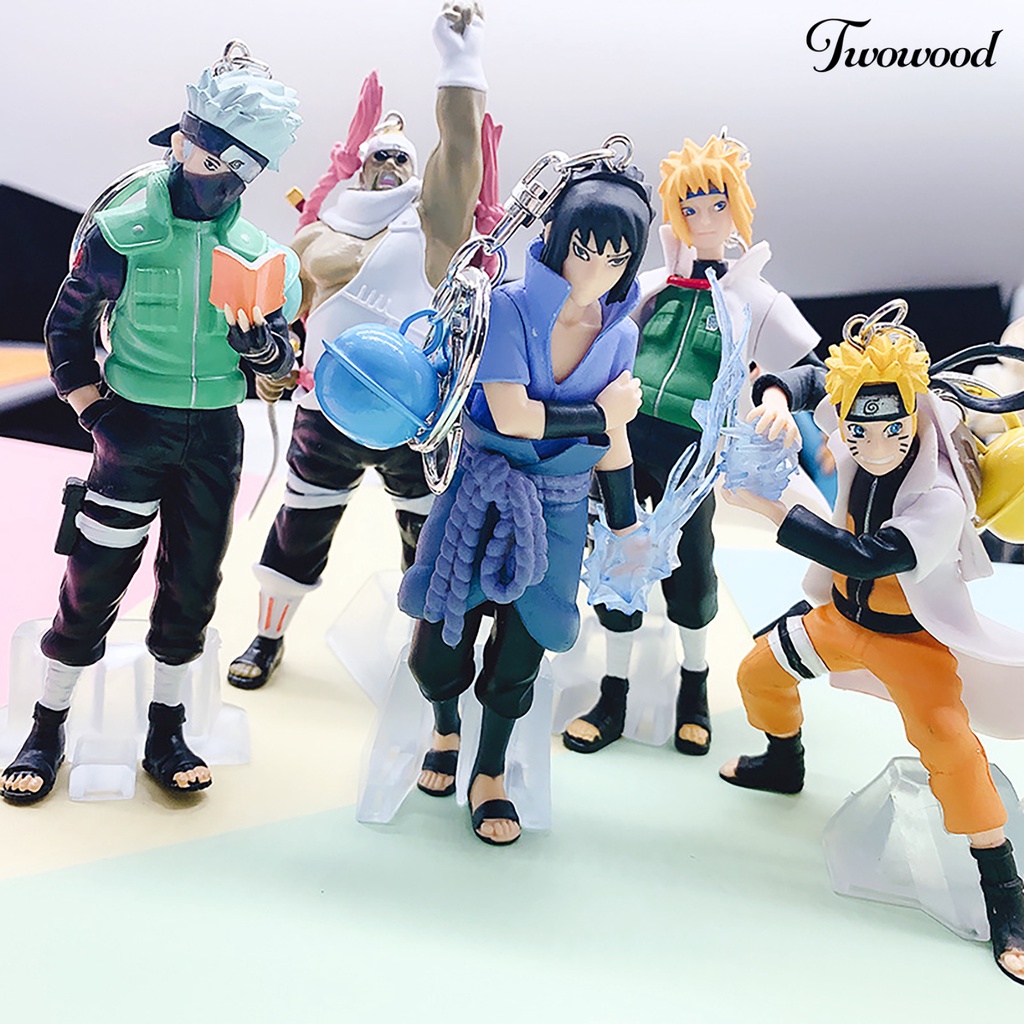 5pcs / Set Gantungan Kunci Desain Anime Naruto Bahan PVC Gaya Jepang