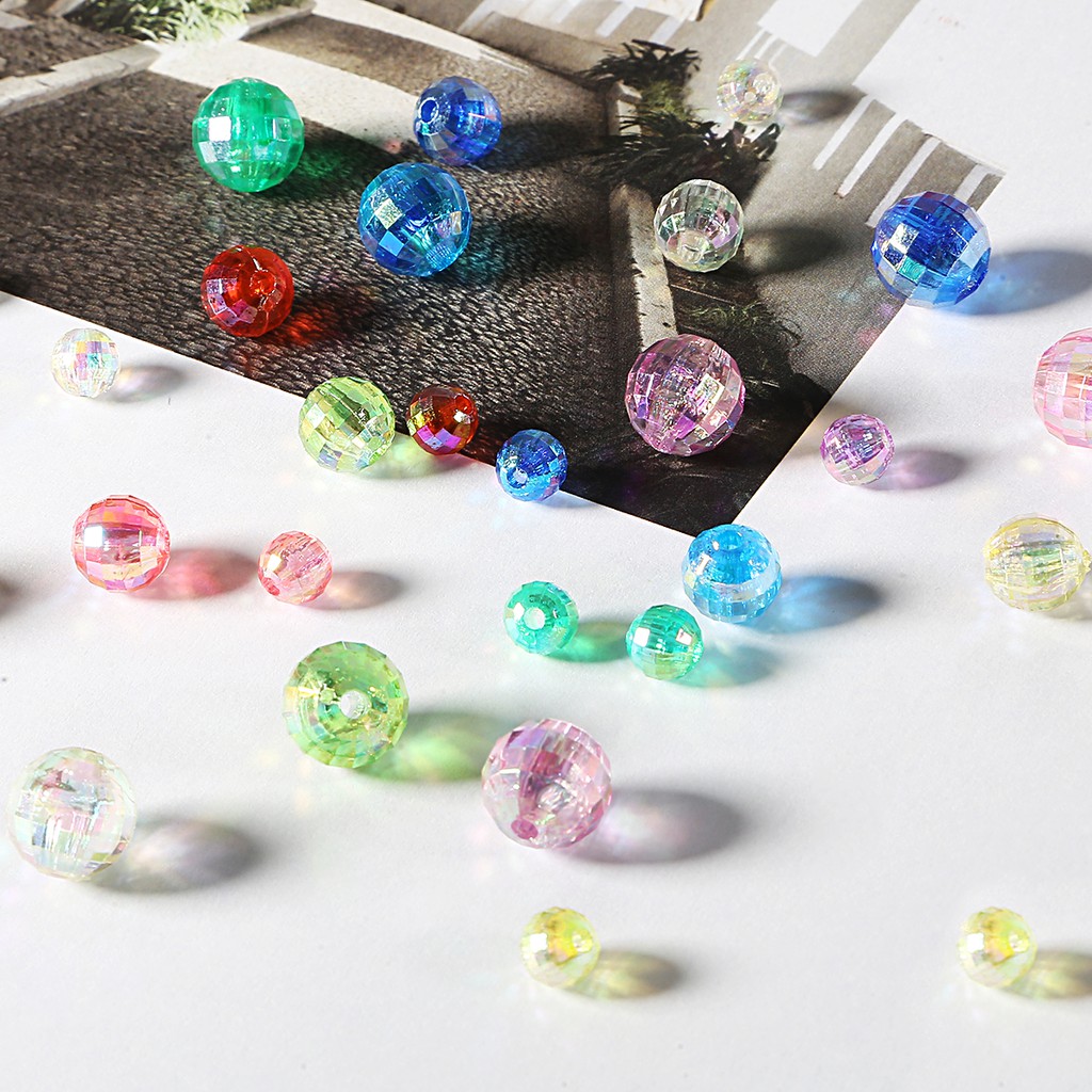 50/100PCS Faceted Acrylic AB Symphony Beads Transparent mixed color AB beads For DIY jewelry making accessories