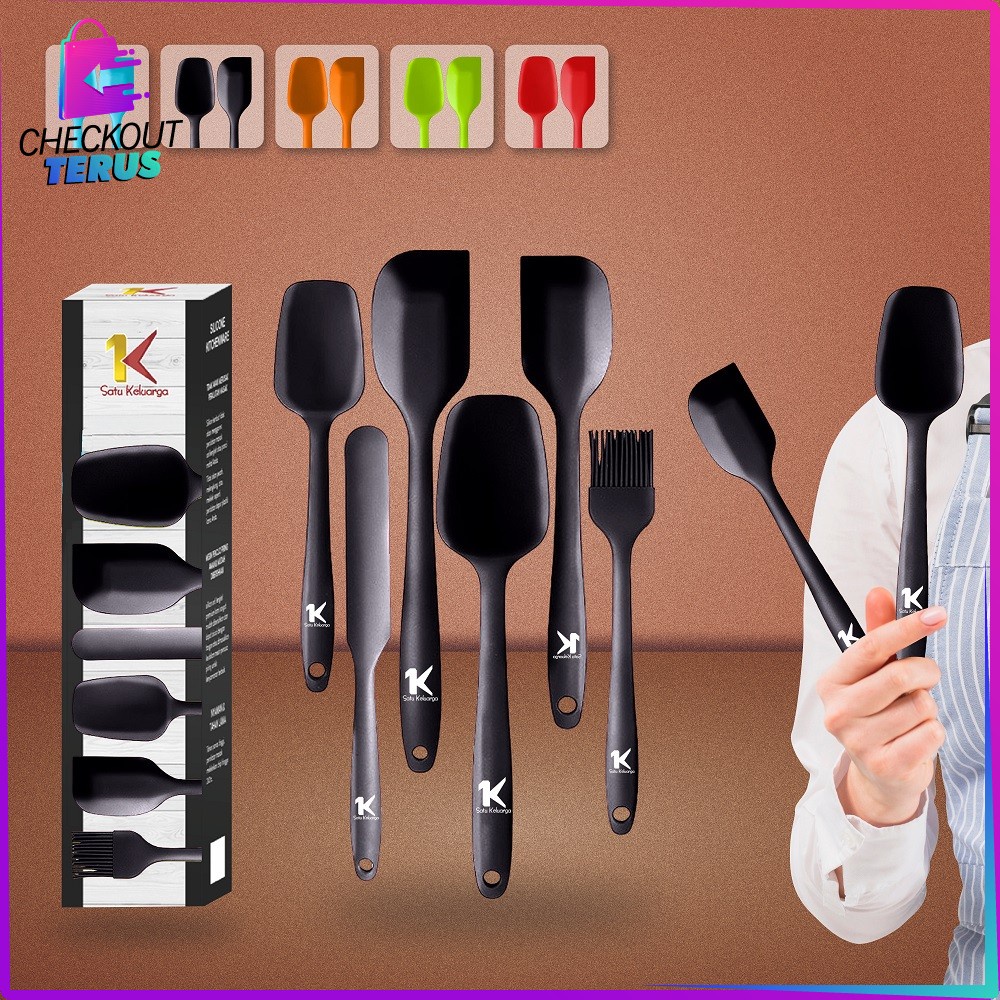 CT C276 Spatula Silikon Tahan Panas Set 6IN1 Kitchen Utensil Set Peralatan Dapur Lengkap Sutil Silicone Set Kitchen Tool