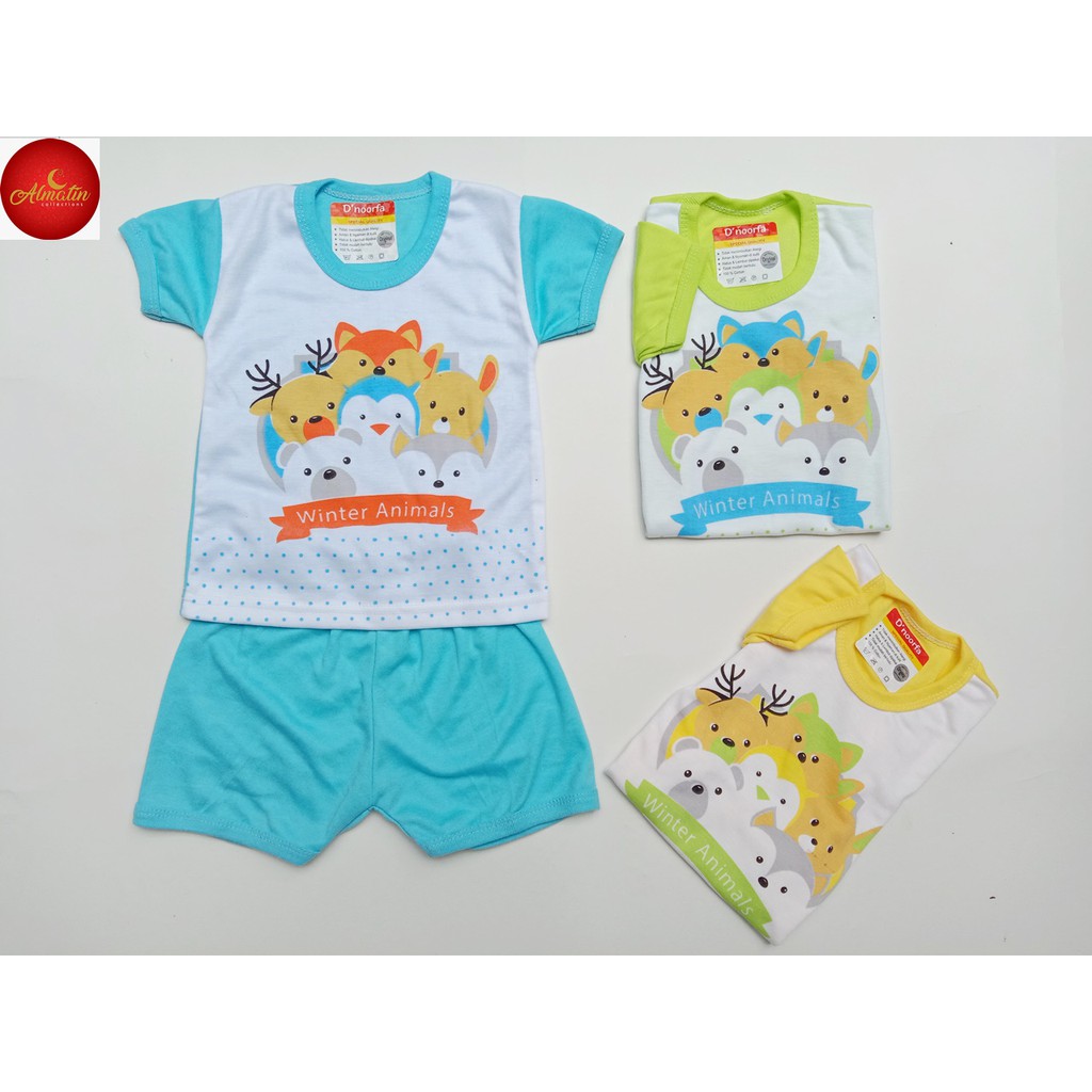 Baju Bayi Tangan Pendek Dapat 3 stel / 3 Stel Setelan Baju Bayi Pendek