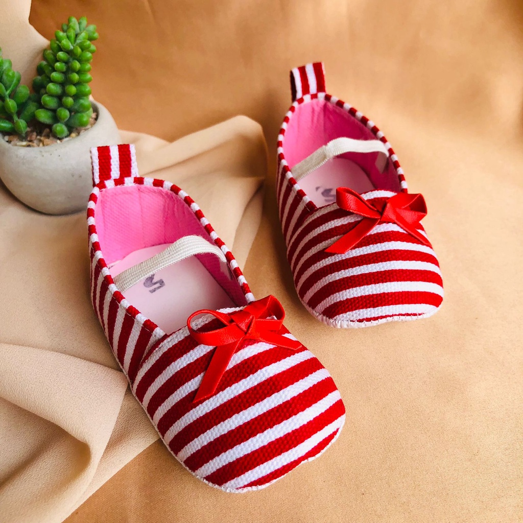 Sepatu PRE PITA Prewalker Bayi Perempuan Umur 0 Bulan - 12 Bulan Model Slip on Aksen Pita Baby Girl Lucu Murah PRE BLASTER